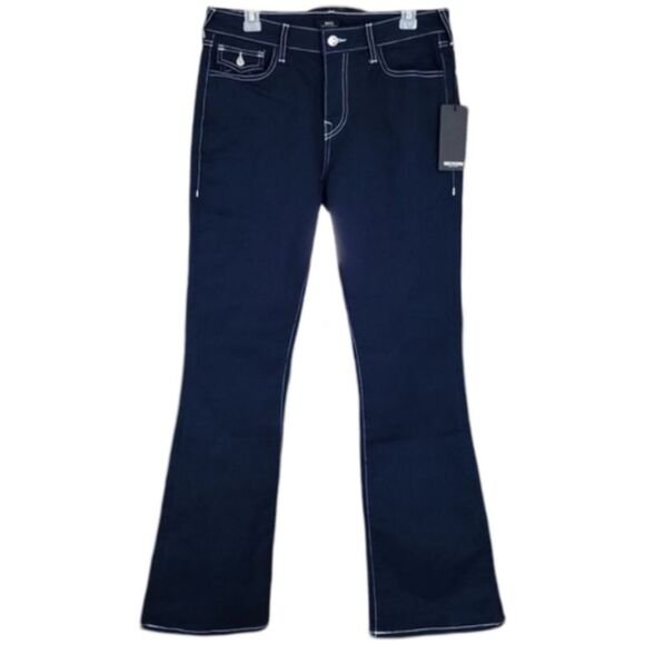 True Religion Becca Mid Rise Bootcut Jeans Size 30 Dark Wash Stretch Denim NWT - Picture 1 of 8